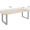 Massivholz Esstisch MAMMUT 180cm Akazie U-Gestell schwarz Baumkante 6cm Tischplatte