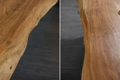 Massivholz Esstisch MAMMUT 200cm natur Akazie schwarz Baumkante 6cm Tischplatte