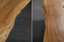 Massivholz Esstisch MAMMUT 240cm natur Akazie X-Gestell schwarz Metall Baumkante