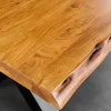 Massivholz Esstisch MAMMUT 200cm Akazie X-Gestell schwarz Metall Baumkante 5cm Tischplatte