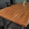 Massivholz Esstisch MAMMUT NATURE 200cm Akazie Edelstahl Baumkante 3,5cm Tischplatte