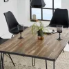 Massivholz Esstisch SCORPION 120cm braun Akazie schwarze Metallbeine Hairpin Legs Retro