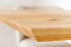 Massivholz Esstisch WILD OAK 160cm natur Wildeiche Schweizer Kante X-Gestell
