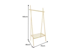 Massivholz Garderobe ZEN-BO 160cm natur Bambus Kleiderstange mit Ablage