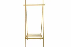 Massivholz Garderobe ZEN-BO 160cm natur Bambus Kleiderstange mit Ablage