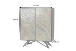 Massivholz Highboard MOUNTAIN SOUL 120cm grau grün marmoriert Steinfurnier Akazie