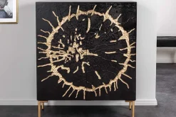Massivholz Highboard THE CIRCLE 120cm schwarz gold Mango Metall Retro
