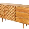 Massivholz Sideboard ALPINE 145cm Akazie honey finish Kommode mit Schubladen Retro Design