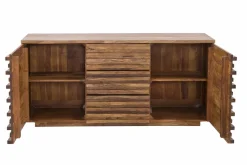 Massivholz Sideboard RELIEF 160cm braun Sheesham stone finish Kommode mit Schubladen