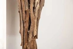 Massivholz Stehlampe HARMONY NATURE 151cm schwarz Teak mit Baumwollschirm