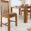 Massivholz Stuhl MAKASSAR braun Sheesham stone finish Esszimmerstuhl gepolstert