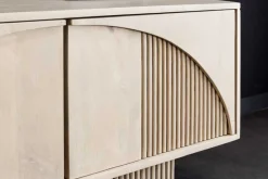 Massivholz TV-Lowboard ART DECO 200cm weiß gekälkt Mangoholz 3D-Front