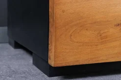 Massivholz TV-Lowboard GRAND ACACIA 180cm braun Akazie mit LED-Beleuchtung Baumkante