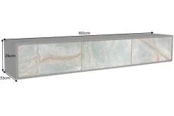 Massivholz TV Lowboard MOUNTAIN SOUL 160cm schwarz hängend echter Naturstein Akazie