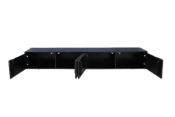 Massivholz TV-Lowboard MOUNTAIN SOUL 200cm Akazie grün bronze hängend Naturstein schwarz