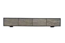 Massivholz TV-Lowboard MOUNTAIN SOUL 200cm Akazie grün bronze hängend Naturstein schwarz