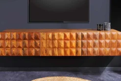 Massivholz TV Lowboard VULCANO 160cm hängend natur Mango Wohnzimmer