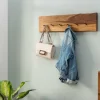 Massivholz Wandgarderobe MAMMUT 80cm braun Sheesham stone finish 6 Kleiderhaken
