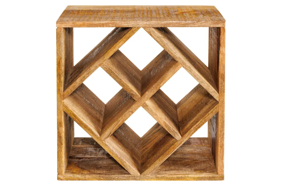 Massivholz Weinregal CUBUS 40cm Mango handmade Beistelltisch