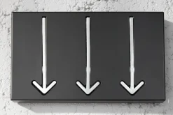Moderne Design Wandgarderobe ARROW 30cm schwarz mit 3 Haken