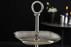 Moderne Etagere ORIENT 45cm silber Hammerschlag-Design mit drei Etagen