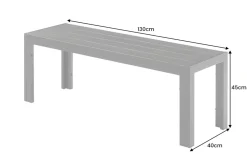 Moderne Gartenbank DESIGNO 130cm anthrazit schwarz Aluminium wetterfest Outdoor Sitzbank