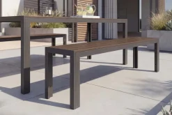 Moderne Gartenbank DESIGNO 180cm dunkelbraun schwarz Aluminium wetterfest Outdoor Sitzbank