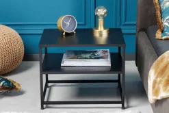 Moderner Beistelltisch DURA STEEL 50cm schwarz Metall mit Ablagefach