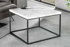 Moderner Couchtisch ARCHITECTURE 60cm weiß Marmor-Design Metallgestell