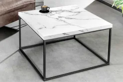 Moderner Couchtisch ARCHITECTURE 60cm weiß Marmor-Design Metallgestell