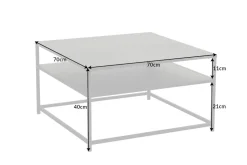 Moderner Couchtisch DURA STEEL 70cm schwarz Metall mit Ablagefach