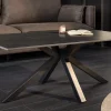Moderner Couchtisch GALAXIE 100cm anthrazit Keramik schwarz Metall Sterngestell