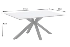 Moderner Couchtisch GALAXIE 100cm weiß Keramik schwarz Metall Sterngestell