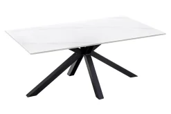 Moderner Couchtisch GALAXIE 100cm weiß Keramik schwarz Metall Sterngestell