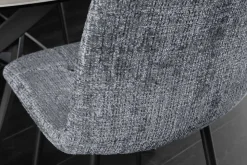 Moderner Design Stuhl TRES CHIC grau Chenille Cremona schwarze Metallbeine