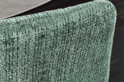 Moderner Design Stuhl TRES CHIC grün Chenille Cremona schwarze Metallbeine