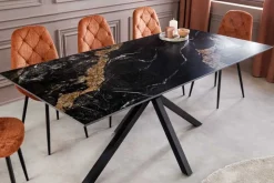 Moderner Esstisch GALAXIE 180cm Aurora Oro schwarz gold sand Keramik