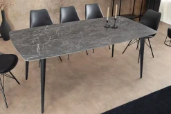 Moderner Esstisch MILANO 180cm anthrazit Keramik schwarze Metallbeine
