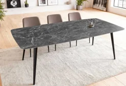 Moderner Esstisch MILANO 180cm anthrazit Keramik schwarze Metallbeine