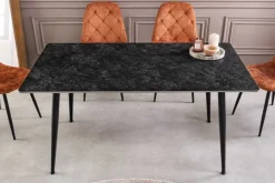 Moderner Esstisch MILANO 120cm anthrazit Keramik schwarze Metallbeine
