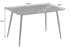Moderner Esstisch MILANO 120cm schwarz gold sand Aurora Oro Keramik Metallgestell