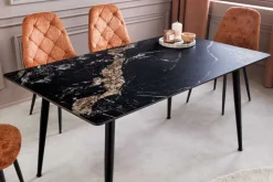 Moderner Esstisch MILANO 140cm schwarz gold sand Aurora Oro Keramik Metallgestell