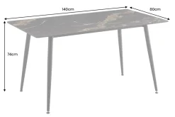 Moderner Esstisch MILANO 140cm schwarz gold sand Aurora Oro Keramik Metallgestell