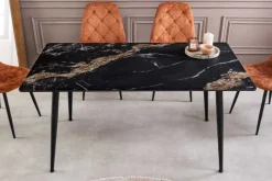 Moderner Esstisch MILANO 140cm schwarz gold sand Aurora Oro Keramik Metallgestell