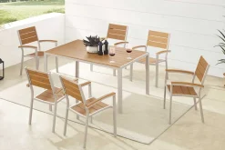 Moderner Gartenstuhl DESIGNO natur greige Aluminium stapelbar wetterfest