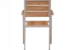 Moderner Gartenstuhl DESIGNO 90cm natur greige Aluminium stapelbar wetterfest