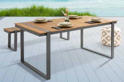 Moderner Gartentisch TAMPA LOUNGE 180cm grau natur Aluminium Outdoor Esstisch wetterfest