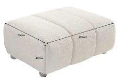 Moderner Hocker ADLON 100cm champagner greige Bouclé Federkern Fußhocker Sitzhocker