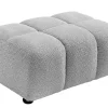 Moderner Hocker CLOUD 100cm grau Bouclé Federkern Fußhocker Sitzhocker