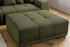 Moderner Hocker ELEGANCIA 110cm grün Cord mit Ziersteppung